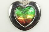 Gorgeous Heart-Shaped Ammolite Pendant - Sterling Silver #205908-1